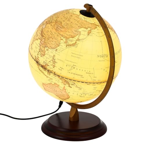 BESPORTBLE Globo Terráqueo Vintage con Luz LED USB Decoración de Escritorio Compacto y Duradero para Oficina Hogar y Estudio con Diseño Antiguo y Función Educativa Inglés