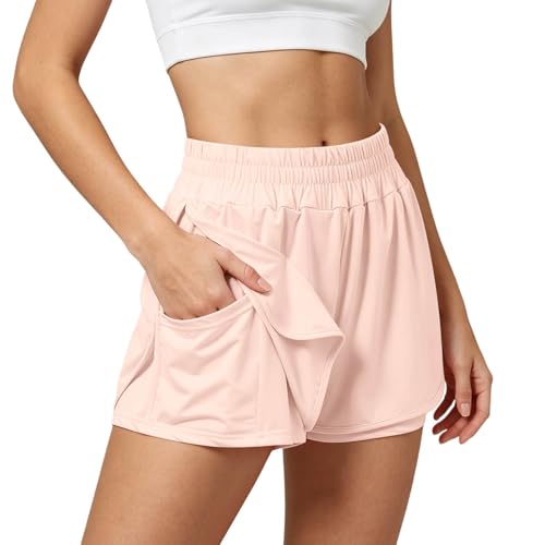 Short sport femme en coton respirant avec cordon et poches pour le running
