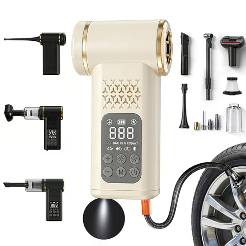 Image of SL Euthtion Car Tire Inflator- Vacuum Cleaner- Air Compressor 3-in-1 150PSI Air Pump Cordless Rechargeable USB Portable Battery Operated Inflatables for Car, Motorcycle, Bike, Balls