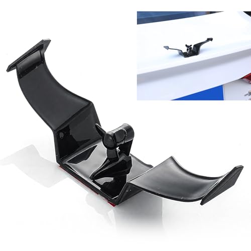Qurbuns Car Mini Spoiler Wing, 7.48" Self-Adhesive Auto Mini Rear Spoiler with Small Propeller, Automotive Exterior Sports Aircraft Tail Wing Shaped Decoration, Universal for Most Cars (Black)