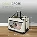 Juskys Hundetransportbox Lassie M faltbar & tragbar 42x60x44 cm mit Decke, Tasche & Griffen - Faltbare Transportbox für Hunde, Katzen & Haustiere - Oxford Stoff Hundebox Auto Hundetasche - Beige