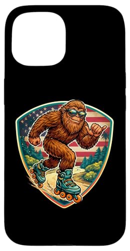 Sasquatch Rollerblading�r�b�O�t�b�g�V���J���[���[�u���[�h�A�����J�� �X�}�z�P�[�X iPhone 15 �p