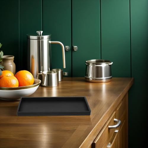 Bandeja de silicona negra rectangular SHINEOFI 31 cm soporte elegante de diseño minimalista 6