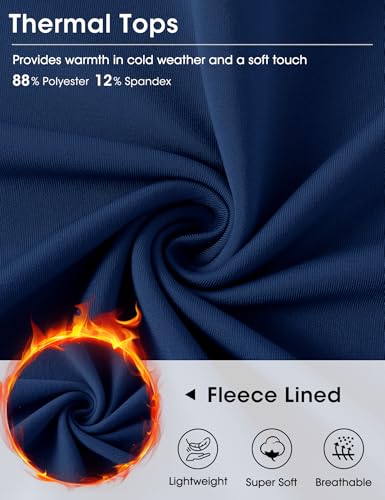 LOMON Womens Tops Casual Crew Neck Maternity Clothes Underscrub Long Sleeve Thermal Shirts for Women Tight Ruched Fleece Base Layer Navy Blue XL