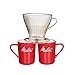 Melitta Kaffee-Set, Kaffeehalter für Filtertüten und Porzellan-Tassen (2 Stück), Kaffeefilter 1x4 Premium, Kunststoff und Porzellan, Transparent und Rot, 217953