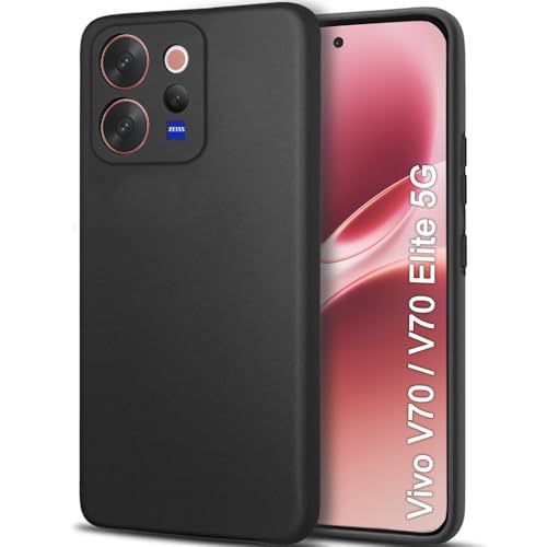 Image of TheGiftKart Sleek Back Cover Case for Vivo V70 / V70 Elite 5G | Slim Fit Protective Design | Ultra Matte Finish | Camera Protection Bump | Soft Silicon Back Cover Case (Silicone, Black)