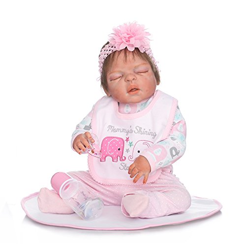 Pedolltree Reborn Baby Dolls Girl 22" Lifelike Full Body Silicone Vinyl Realistic Washable Handmade Anatomically Correct Gift Set #TOP6
