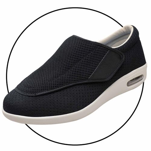 Möge Zapato Juanete Hombre Extra Anchos Zapatos Vendaje Ortopédico Verano Diabéticos Zapatos ortopédicos Ajustables Zapatillas para pie diabético Zapatos valgus de Pulgar(Black,40 EU)