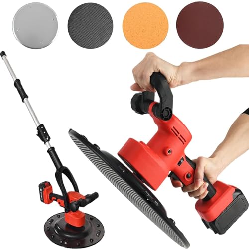 Concrete Trowel Machine, 1680W Wall Smoothing Polishing Machine, 200 RPM Handheld with 6 Speed Adjustable for Mortar Layer Construction, Includes Battery