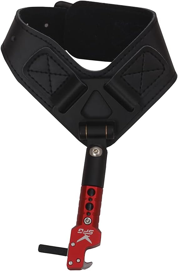 SPG Archery Bow Release, Compound Bow Quick Release Trigger Aid Wrist Strap Adjustable Bow Hunting Release for Adult Youth Shooting (Red)