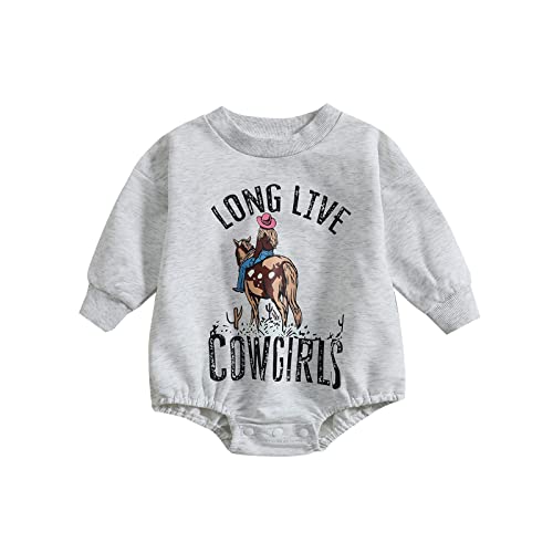 Image of Kayotuas Western Baby Boy Girl Clothes Sweatshirt Romper Cow Print Long Sleeve Bodysuit Oversized Sweater Spring Fall Outfits