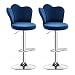 HGNA-Fußhocker Bistrohocker Küchenhocker Höhenverstellbarer Barhocker 2er Set, Moderner Samt Drehbarer Küchen-Frühstücksstuhl, Grau/Grün/Blau