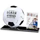Seematn Autograph Printed Soccer with Acrylic Stand and Signature Pen Pump Thanks Soccer Coach Gift Set Two Panels Signature Official Size Coach Gifts for School College Graduation