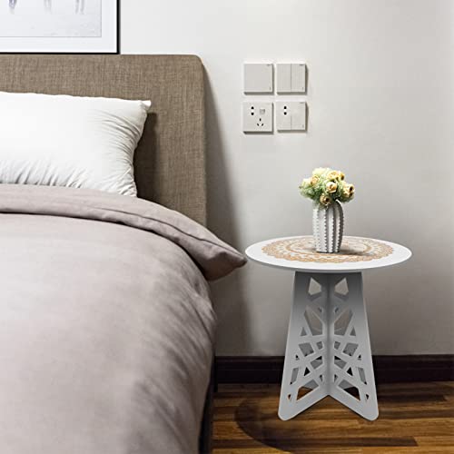 Rêvelife Round End Table Lightweight Side Table White Coffee Table Small Nightstand Home Decor Vintage Bedside Table For Bedroom Living Room Balcony Small Spaces, Easy Assembly #TOP1