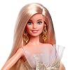 Barbie Signature 2025 Holiday Blonde Fashion Doll Wearing Silver & Gold Gown, Seasonal Collector in Displayable Packaging & Stand #2