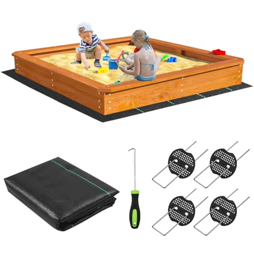 Puasok Tela antimaleza 2 x 2 m, tejido antimalezas resistente, impermeable y transpirable con clavos y gomas, ideal para jardín y huerto