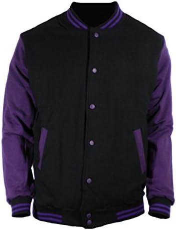 U World Men's Basic Cotton Baseball Varsity Jacket Purple (2XL)