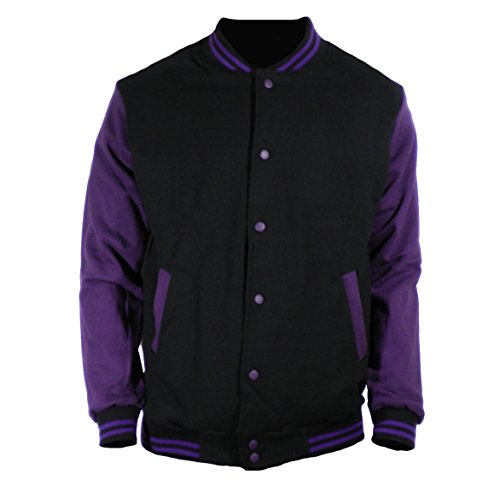 U World Men's Basic Cotton Baseball Varsity Jacket Purple (2Xl) #TOP3