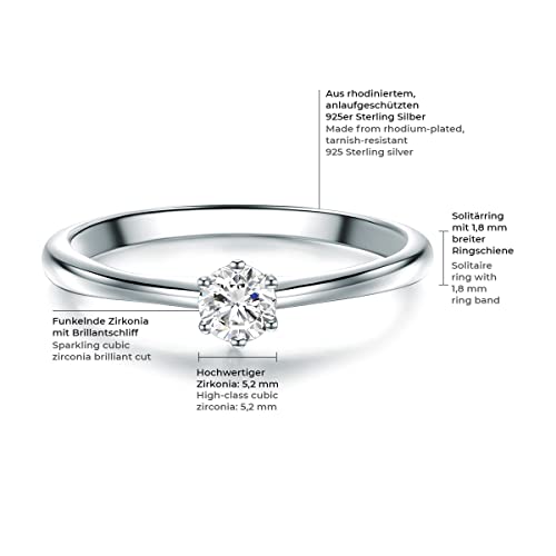 Tresor 1934 solitaire ring voor dames, sterling zilver, zirkonia, wit, briljant geslepen, verlovingsring, voorsteekring… - Image 3