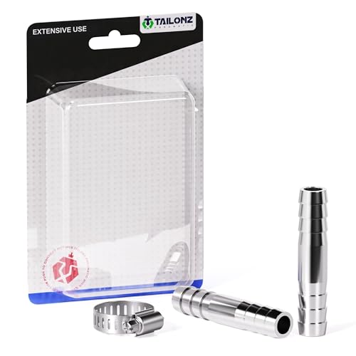 TAILONZ PNEUMATIC 3PCS Union 1/2" Barbed x 1/2" Barbed Splicer 304 Stainless Steel Hose Fitting Mender Joiner