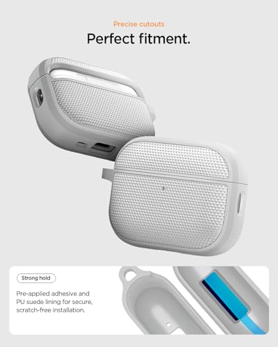 Image of Spigen for AirPods Pro 3 Case, Classic Fit Compatible with AirPods Pro 3rd Generation Case (2025), Premium Fabric Cover with Carabiner - Heather Gray