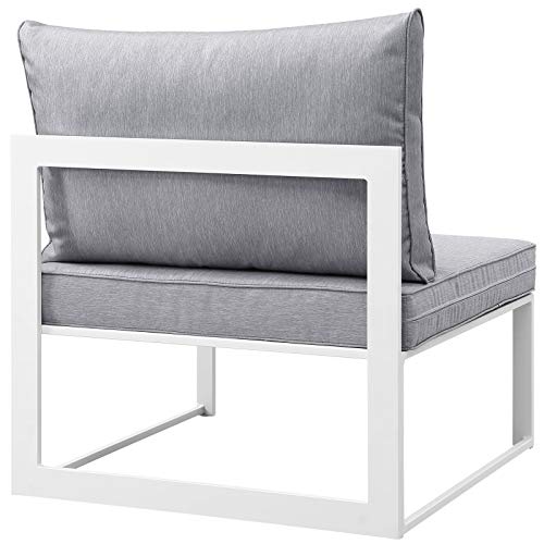 Modway Fortuna Aluminum Outdoor Patio Armless Chair In White Gray #TOP2