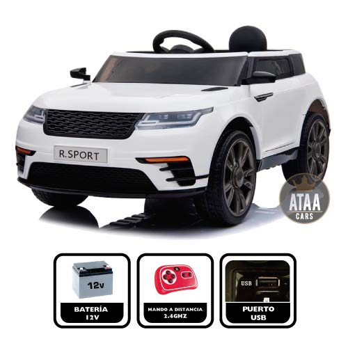 ATAA CARS R-Sport 12v - Blanco - Coche eléctrico para niós de batería 12v con Mando Control Remoto Cover