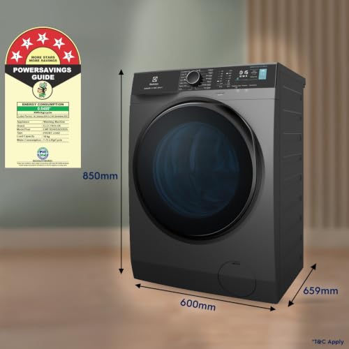 Image of Electrolux 10kg 5 Star Front Load Washing Machine, AutoSense Technology, Full Load Steam Wash, Hygienic Care, Woolmark, EcoInverter Motor, UltimateCare 500, EWF1024R5SB, Dark Silver