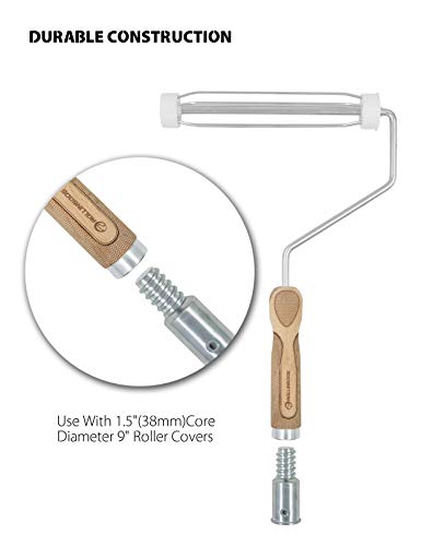 Rollingdog 9" Heavy Duty Paint Roller Frame With Durable 5 Wire Cage And Threaded Handle, For Use With 1.5" Diameter Paint Roller Covers #TOP4