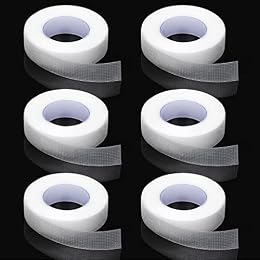 JASSINS 6 Rolls Eyelash Tape,Adhesive Fabric Eyelash Extension Tape,White