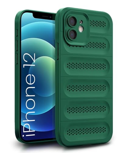 Image of WOW IMAGINE Ultimate Silicone Back Cover Case for iPhone 12 | Heat Dissipation Thin Soft TPU | 360 Camera Protection | Breathable Cooling Holes - Forest Green