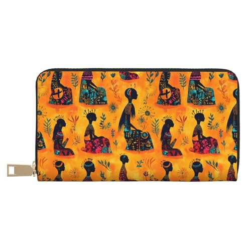 Tribal Woman Print Wallet Women, Leather Bifold Multi Card Wallet, Long Purse Women's Wallets