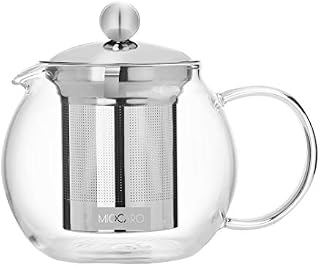 MIOCARO Glass Tea Pot 1000ml Kettle Stovetop Teapot Stainless Steel Strainer Infuser Blooming