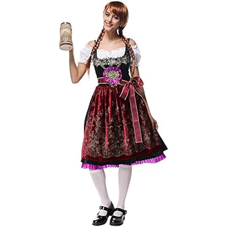 Amazon Halloween ハロウィン 仮装 衣装 コスプレ コスチューム ビールガール ドイツ 民族衣装 メイド ディアンドル チロリアン イベント演出服 Xl コスプレ 仮装 通販