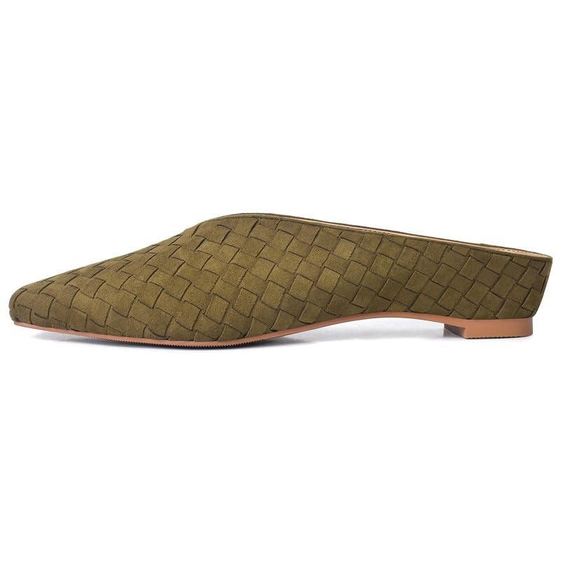 Image of Woven Mules for Women Slip on Comfortabke Metallic Slides Ladies Trendy Square Toe Hidden Wedge Mules