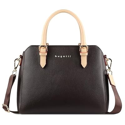 bugatti Ella Borsa da donna, borsa bowling media in similpelle, marrone