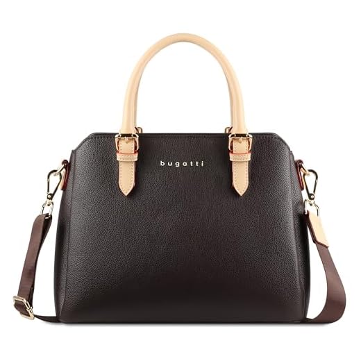 bugatti Ella Sac à main pour femme, sac bowling de taille moyenne en similicuir, marron