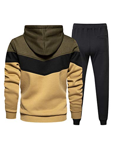 Tebreux Men's Jogging Tracksuit 2 Piece Athletic Outfit Hoodie Sports Sweatsuit Pullover Suit Sets Green Xl #TOP1