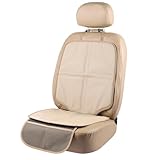 Picture of Viaviat Leather Car Seat Protector for Booster Durable Waterproof Protector Mat Large Auto Seat Cover with Storage Pocket for Child Toddler Safety Seat Baby Basket (Beige)