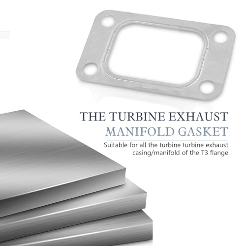 Image of 2 PCS Car T3 Turbine Flange Gasket, 4.2 inch X 2.5 inch 4-Hole Stainless Metal Turb Washer, Automotive Replacement Turbocharger Gaskets, Universal for T3 T34 T35 T38 GT35 GT35R Cars (Silver)