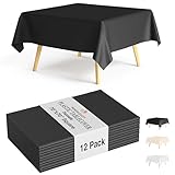 Party Solids 12-Pack Black Square Plastic Disposable Tablecloth – Size: 70 × 70 Inches – Square Table Cover for Parties, Picnics & Formal Events