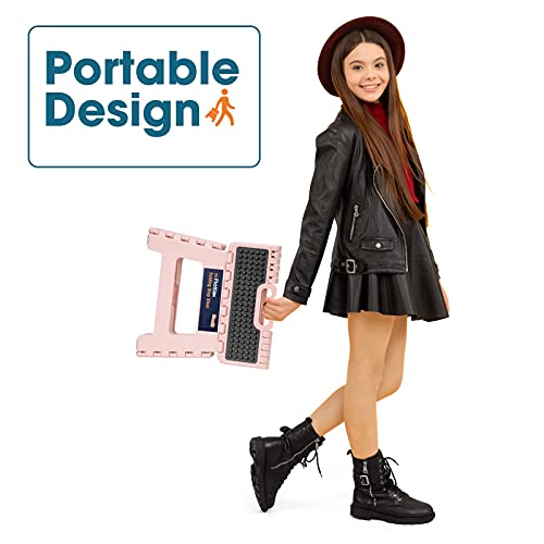 Flottian 9" Folding Step Stool For Adults And Kids Holds Up To 300 Lbs ,Non-Slip Folding Stools With Portable Handle, Compact Plastic Foldable Step Stool For Bathroom,Bedroom, Kitchen Sakura Pink #TOP4