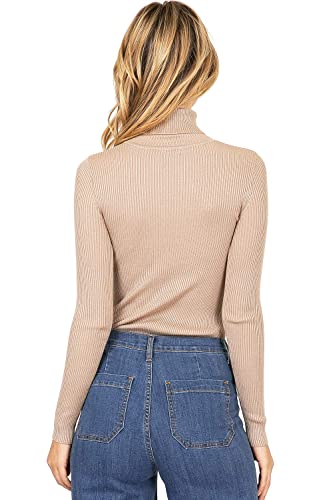 Image of Ambiance Apparel Women's Ribbed Long Sleeve Turtleneck Top