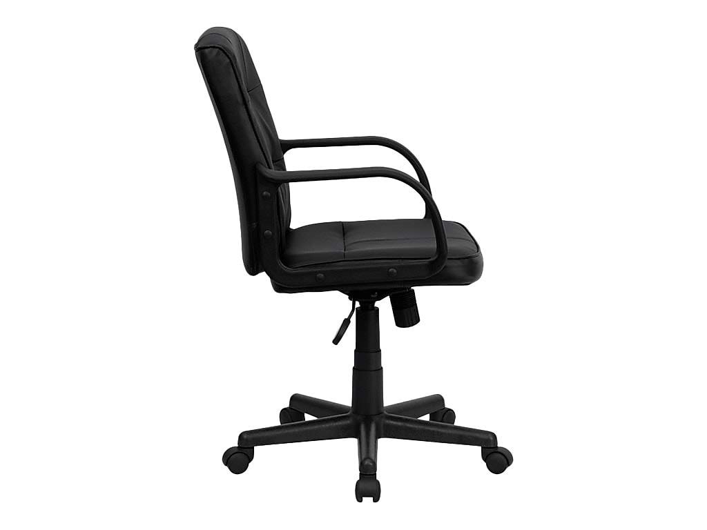 Flash Furniture Skórzane krzesło obrotowe z podłokietnikami, metalowe, czarne, 58,42 x 55,88 x 30,48 cm