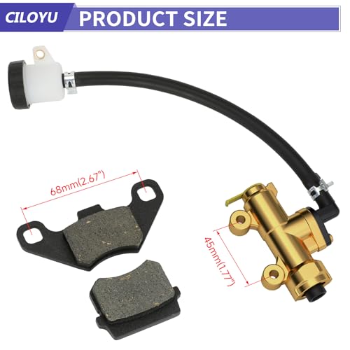 Image of KT196 Go Kart Brake Master Cylinder with Brake Caliper Pads Kit Replacement for Coleman 196cc 6.5hp Go Cart Powersports Parts Assembly Accessories Gold