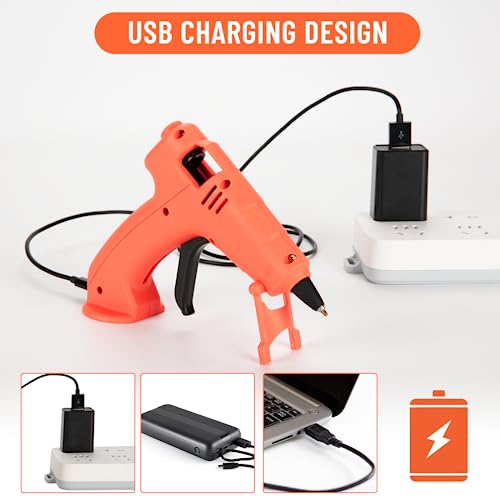 Welluck Cordless Hot Glue Gun, Usb Rechargeable Wireless Mini Hot Melt Glue Gun With 20 Glue Sticks And Usb Cable, Battery Operated Glue Gun Diy Tool For Art, Crafts, Decorations, Fast Repairs #TOP2