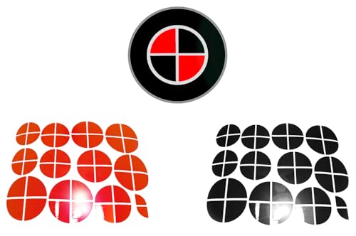 Image of Gloss Black and Gloss Red Stickers - Compatible with BMW - Overlay Vinyl Decal for All Emblems Caps Logos Roundels Badges