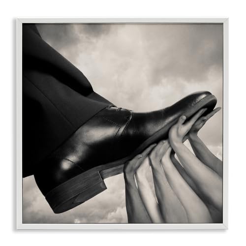 Stupell Industries Hands Holding Dress Shoe Monochrome Photography Clouds, Design by Tommy Ingberg