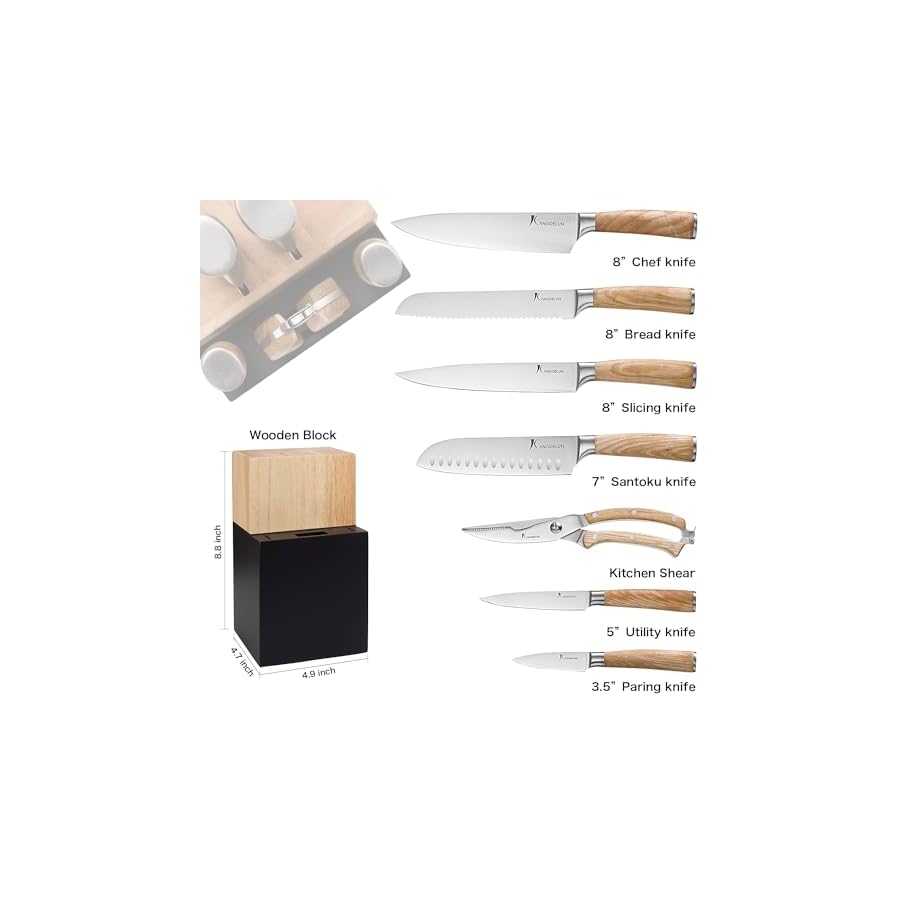 Natura-Series-8-PCS-Knife-Block-Set-Ultra-Sharp-High-Carbon-Stainless-Steel-with-Wooden-Handle Kangdelun Natura Series 8 PCS Knife Block Set, Ultra Sharp High Carbon Stainless Steel with Wooden Handle