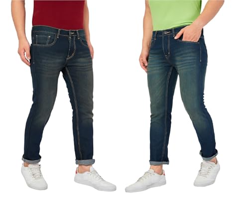 Image of Ben Martin Men's Slim Fit Mid Rise Pack of 2 Stretchable Casusal Denim Combo Jeans Pant, CMB-AU24